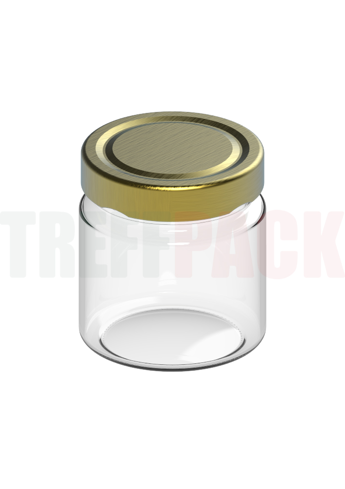 225 ml Glass Food Jar EOS with Golden Deep Twist-Off 66 Lid 