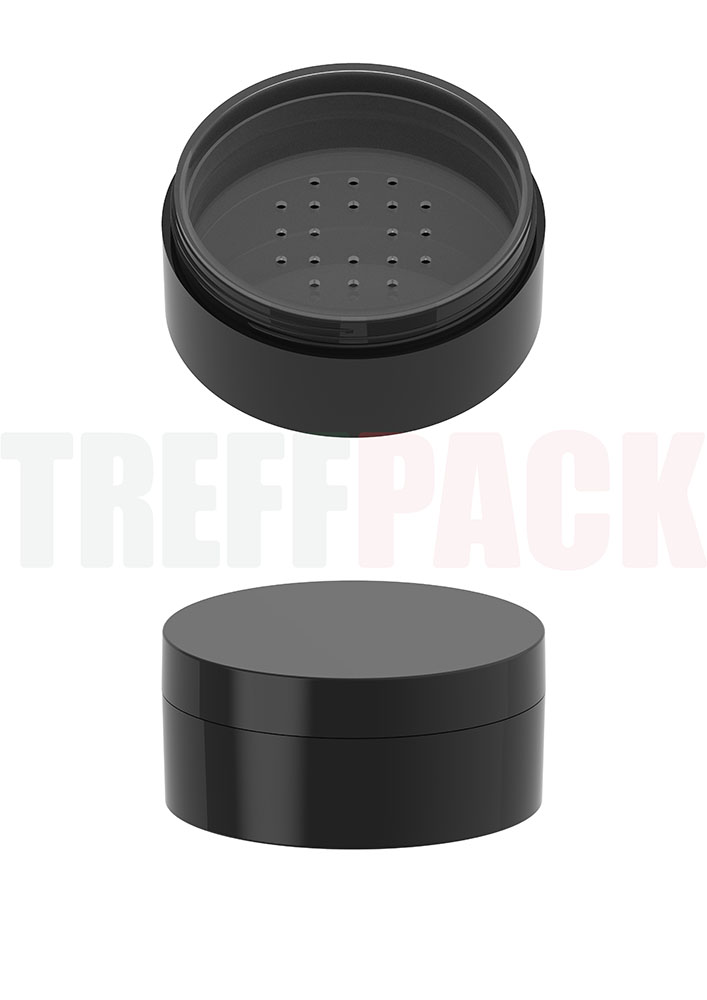 Black Round Powder Jar with Strainer