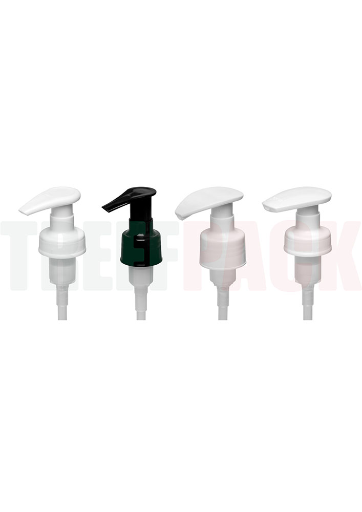 Four Black and White Lotion Pumps Nautilus in Various Sizes