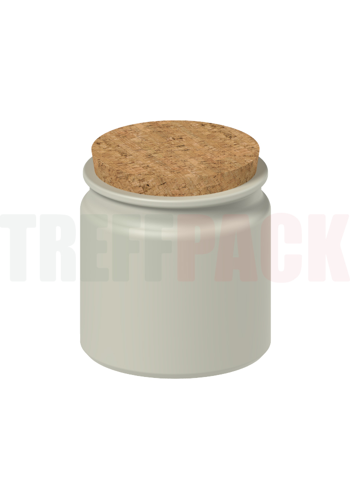 White 140 ml Stoneware Spice Jar with Stopper Cork