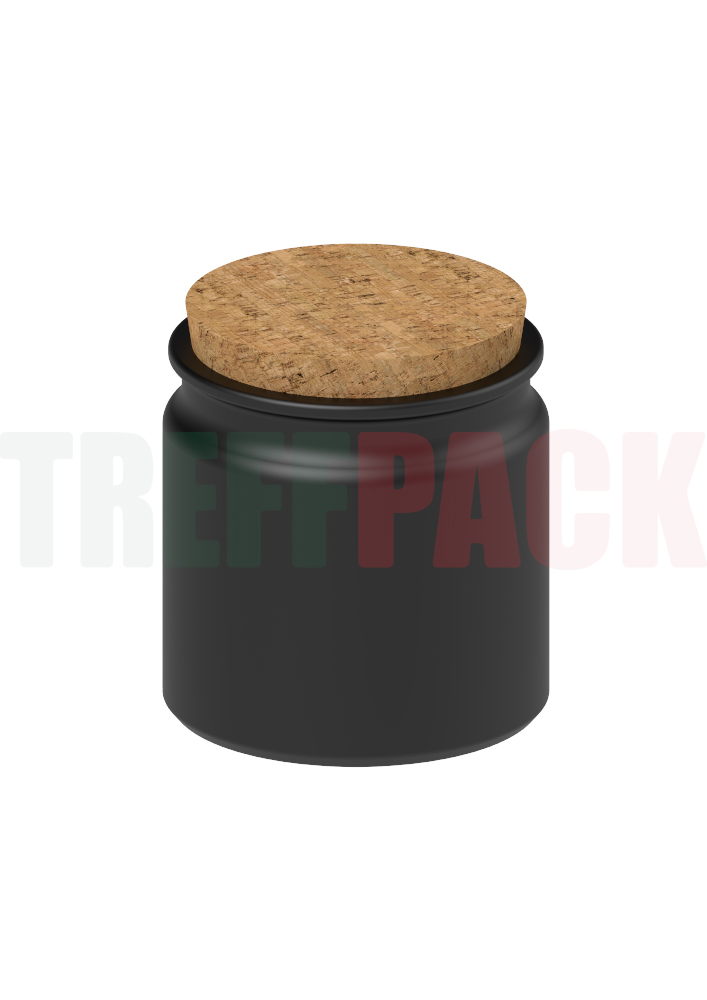 Black 140 ml Stoneware Spice Jar with Stopper Cork