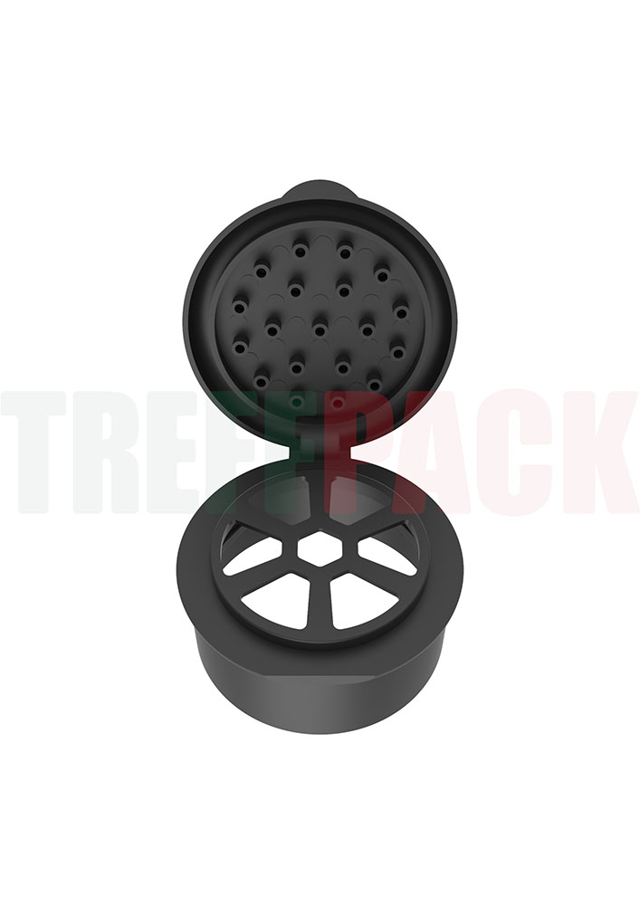Black Flip-Top Cap 7H with Liner for Glass Spice Jars