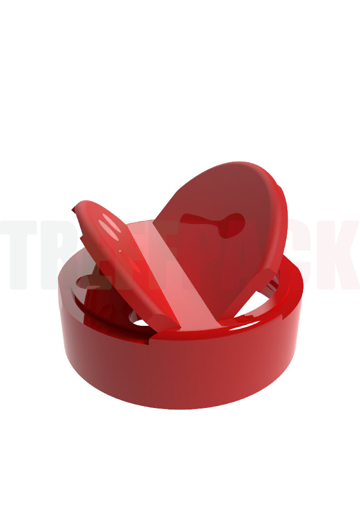 Flapper Cap 5H, 63 mm Red Flip-Top Cap 5H 63 mm for PET Spice Jars