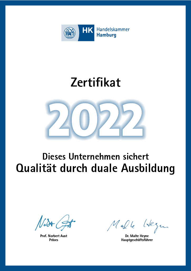 Certificate of the IHK for the quality of training at TREFFPACK