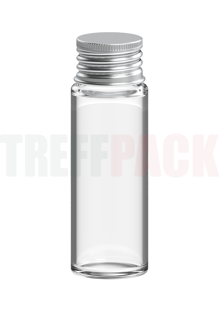 Schraubverschluss 24/410 Aluminium silber mit Klarglasflasche 25 ml