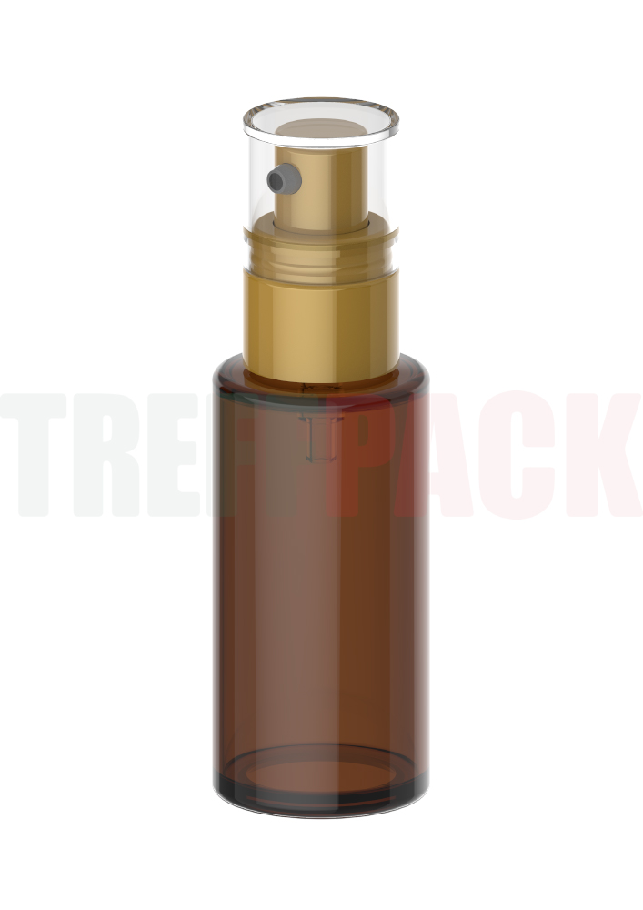 Braunglasflasche 50 ml mit 24/400 Cosmetic Dispenser gold