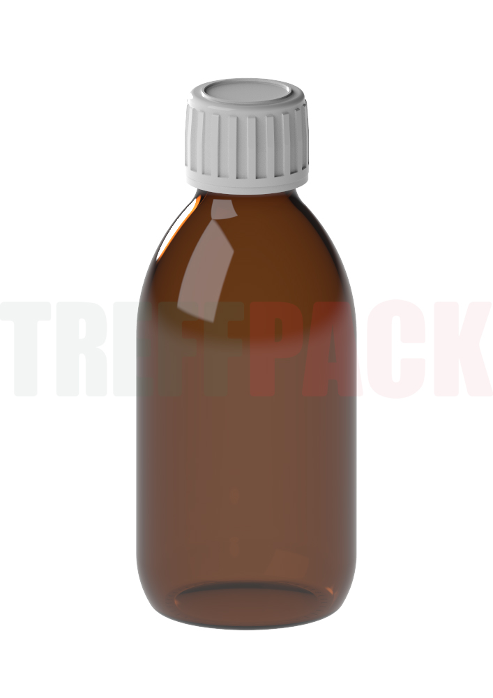 Sirupflasche 200 ml Glas braun mit PP28 Verschluss