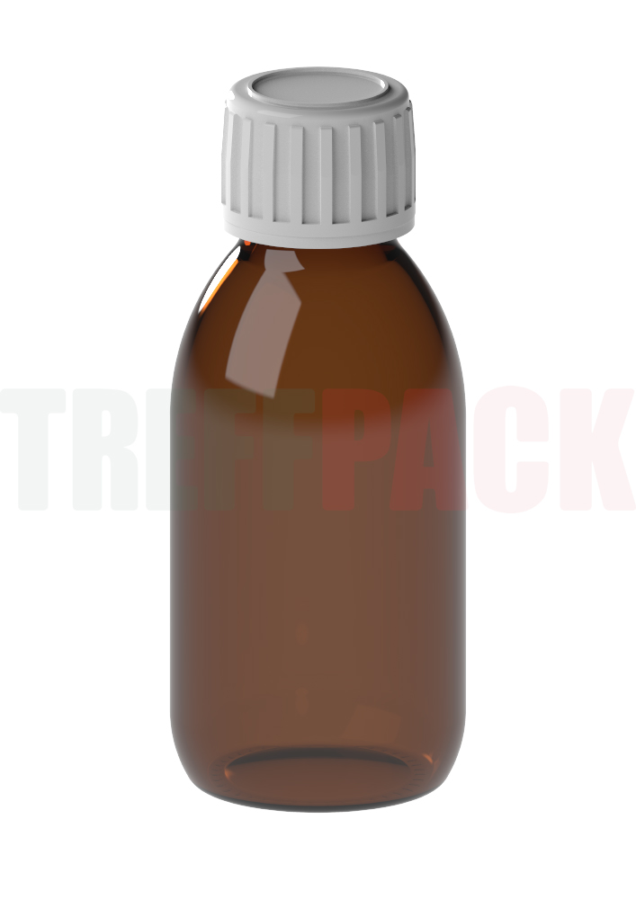 Sirupflasche 125 ml Glas braun mit PP28 Verschluss