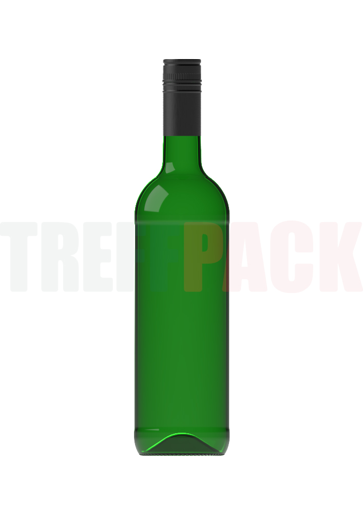 Grünglas Weinflasche 750 ml Bordeaux Standard mit BVS Verschluss schwarz