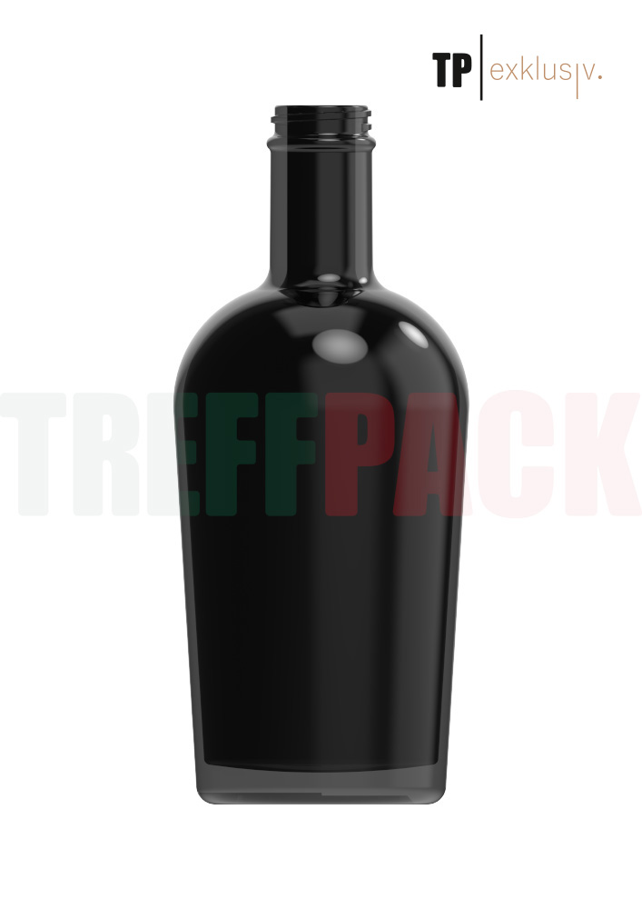 Glasflasche 700 ml Teo schwarz mit GPI Mündung