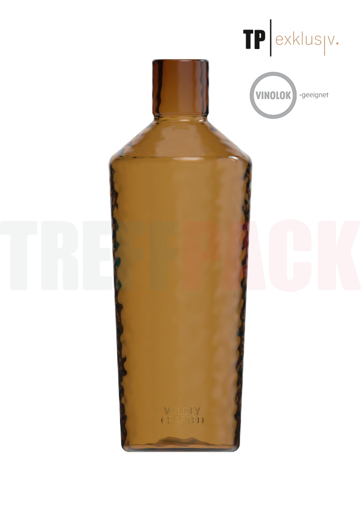 Braune Glasflasche 700 ml Primal Wildly Crafted mit Korkmündung