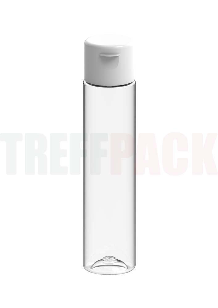 Klare PET Rundflasche 60 ml mit Flip-Top Verschluss