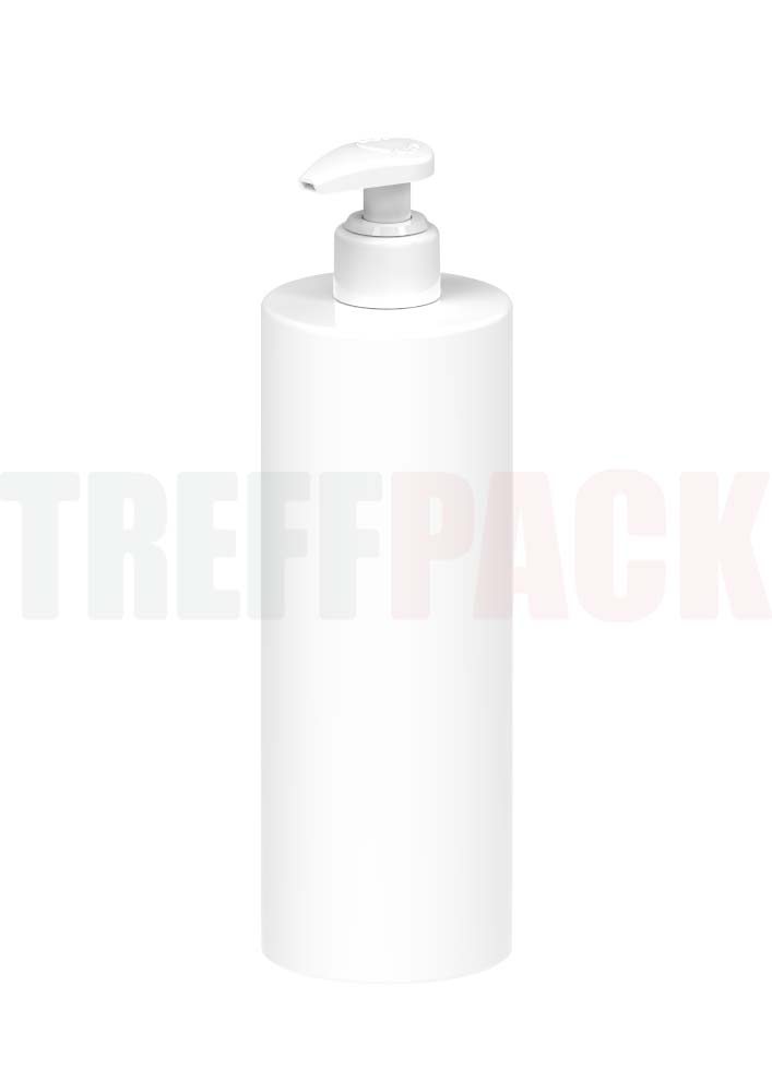 Weiße HDPE Rundflasche 500 ml mit Lotionspumpe 