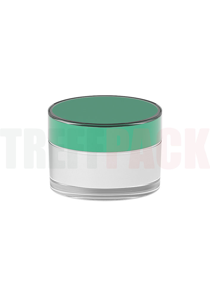 Weißer Cremetiegel 50 ml PP Kunststoff mit grünem Schraubdeckel